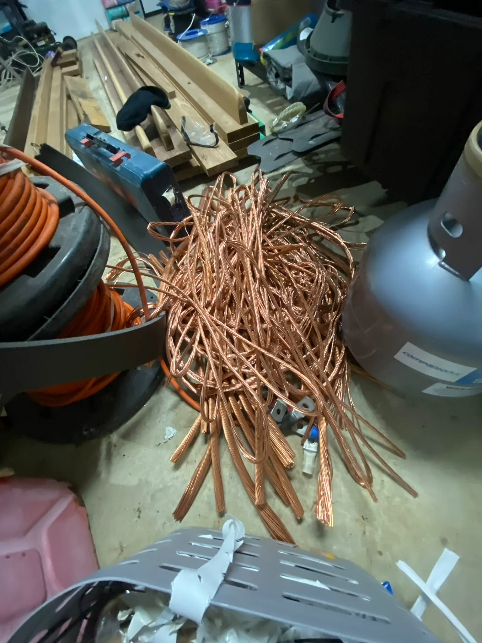 Clean stripped copper wire ready for recycling